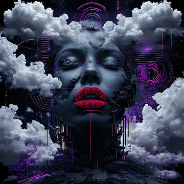 Psychedelische Abstraktion Destruktiver Einfluss 1х1. Hintergrund f&uuml;r das Design 6.