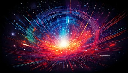 Naklejka premium Colorful Abstract Light Explosion in Cosmic Space