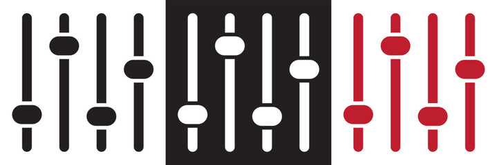 Set of Sound mixer icon. Volume settings signs .  isolated on white and black background. vector illustration. EPS 10