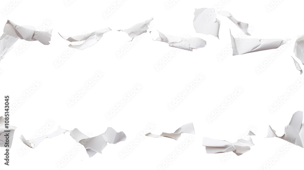 Poster torn white paper with irregular edges creating a unique frame for artistic expression or text placem