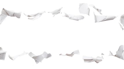 Torn white paper with irregular edges creating a unique frame for artistic expression or text placement in a creative project