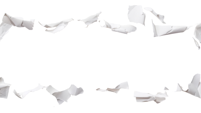 Torn white paper with irregular edges creating a unique frame for artistic expression or text placement in a creative project - Powered by Adobe
