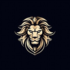 Obraz premium A golden lion's head with a fierce expression, perfect for a logo or design.