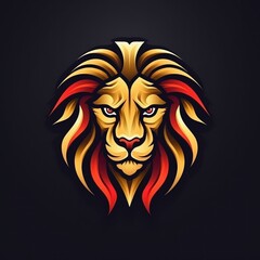 Obraz premium A powerful lion head illustration with bold colors and a fierce expression, perfect for a logo or design project.