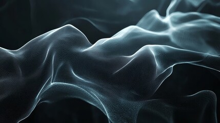 Fototapeta premium Abstract Black Soft Wave Background - Elegant, flowing, dark, abstract, ethereal wave design. Perfect for tech, design, or luxury branding.