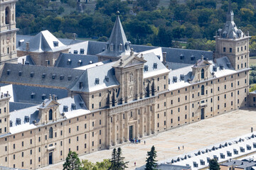 Obraz premium View of the El Escorial Monastery from the Abantos mountain viewpoint