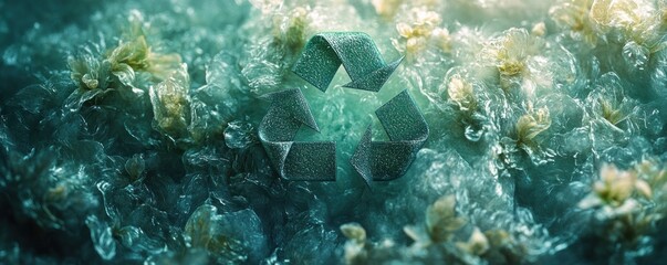 Recycle Symbol in Plastic Waste