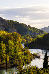 The Tarn in Front of the Medieval Village of Peyre (Aveyron)