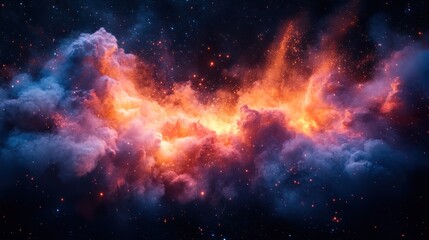 Naklejka premium Fiery cosmic nebula with vibrant colors.