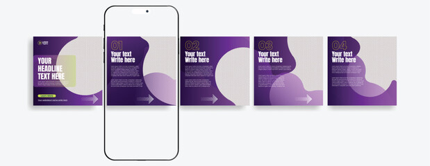 Carousel posts banner for social media posts carousel, business marketing social media post bundle, ads posts pack, grid banner, influencer blog posts design, motivational text quotes template