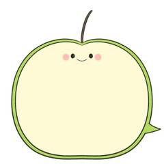 かわいい顔つきの青りんごの吹き出し