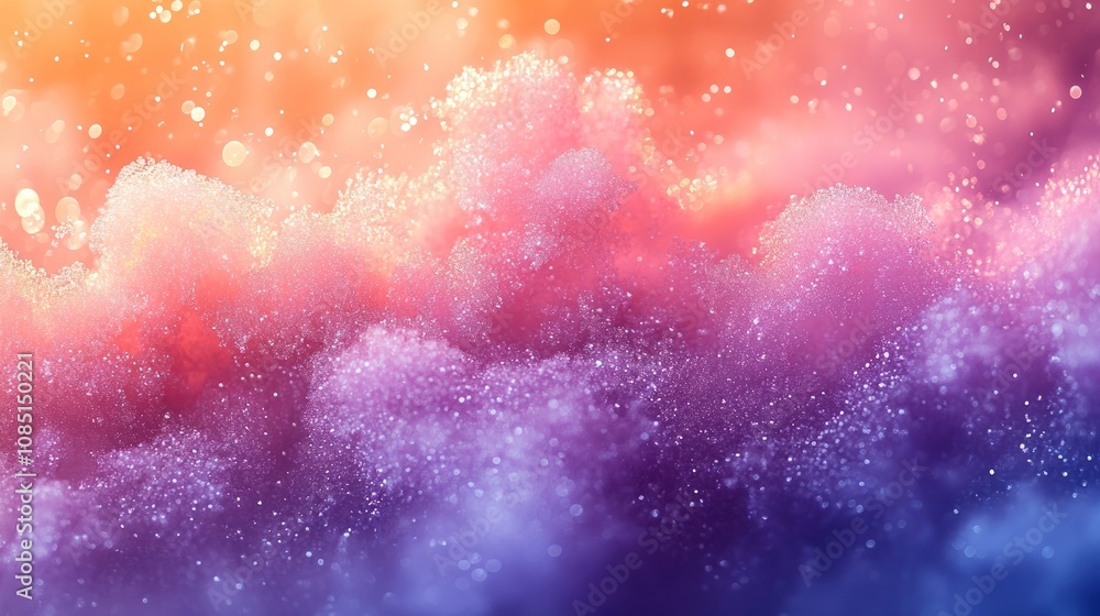 Poster colorful abstract background with bokeh lights and textured clouds.