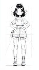How to Draw a Female Anime Character Torso Sketch
