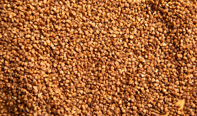 Close up of buckwheat grain. Vegan food