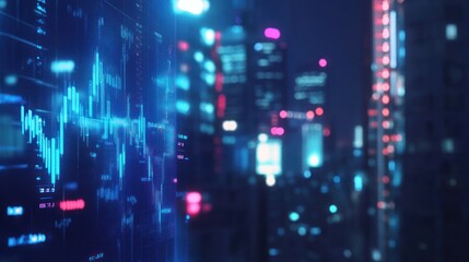 Obraz premium Financial Data Visualization Against City Skyline
