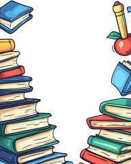 Colorful stack of books with space for text, perfect for educational themes