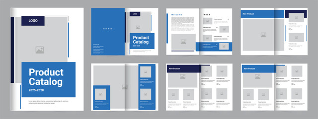 Product catalogue design template, blue color modern Company product catalog design template layout