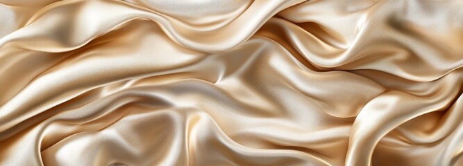 Obraz premium Golden satin fabric with soft folds and waves, an elegant background for a luxury design or fashion concept