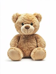 Obraz premium Front view illustration of an adorable plush teddy bear with soft fur and button eyes, isolated on white.