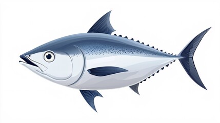 Naklejka premium illustration of a front view tuna fish on a white background, ideal for culinary, ocean life, or seafood-themed projects.
