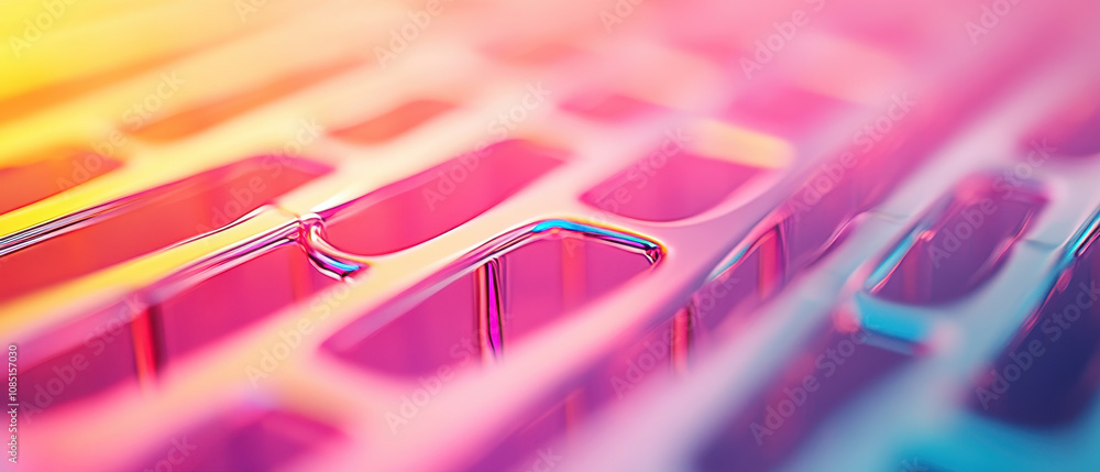 Aufkleber colorful 3d brackets create vibrant abstract background with smooth curves and reflections, evoking 