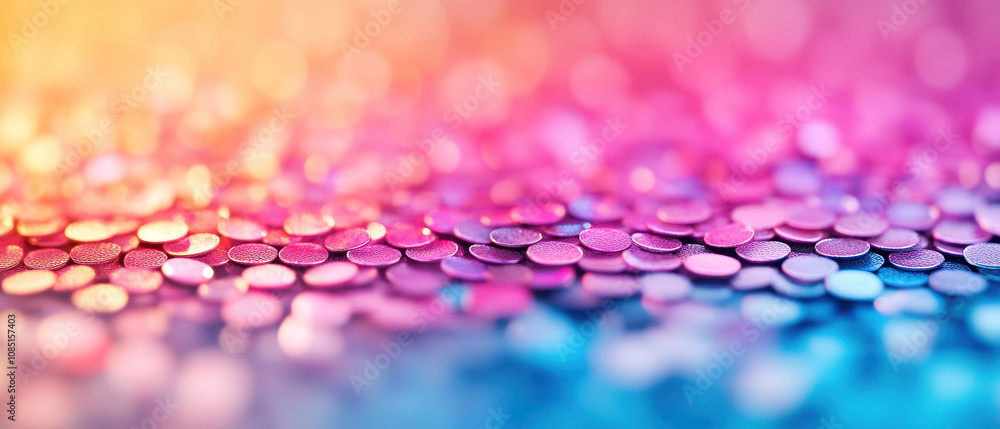 Poster colorful glitter background with sparkling bokeh effect, creating vibrant and festive atmosphere. pe