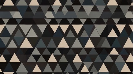 A geometric pattern of interlocking triangles in different shades of grey, black and cream creating a modern and sophisticated look suitable for a variety of design purposes