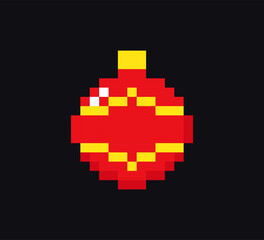 Obraz premium Christmas decorations 8-bit icon, Christmas decorations pixel art item.