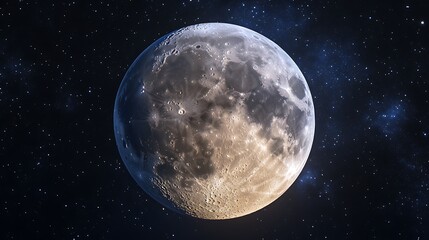 Fototapeta premium Full Moon Radiates Over Tranquil Landscape in Golden Light Image