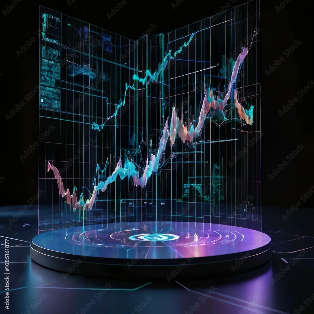 Poster abstract blue digital heartbeat line graph on computer screen