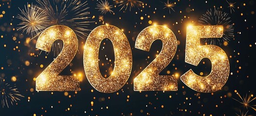 Festive Happy New Year background, 2025 Numbers 