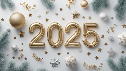 Festive Happy New Year background, 2025 Numbers 