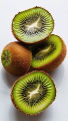 Fototapeta premium Tropical Delight: HD Ripe Kiwi Fruits with Vibrant Green Flesh