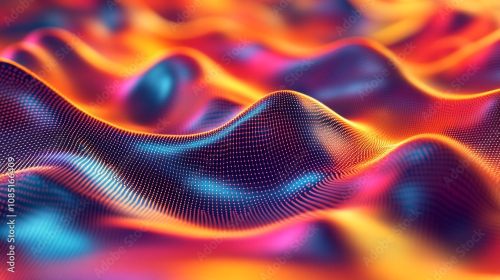 Poster a colorful, abstract image of a wave with a blue and yellow background