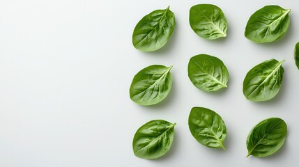 Fototapeta premium Crisp, vibrant green lettuce leaves elegantly displayed on a clean white background