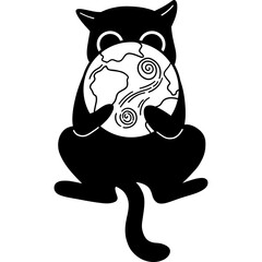 Cat with Globe