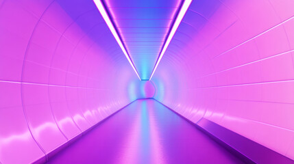 3D abstract neon light trail technology virtual reality corridor room background. cyberpunk futuristic fashion vibrant line and shape geometric blue purple glow glossy striking wallpaper 