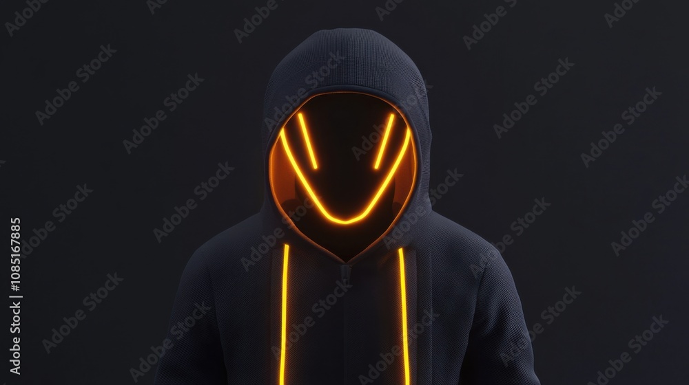Aufkleber 3d render of a hacker icon, illustrating cyber security and digital risks