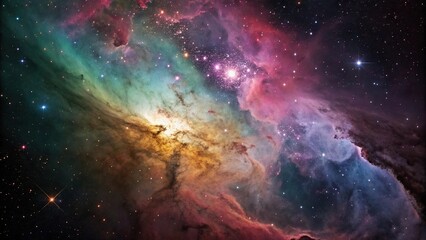 Fototapeta premium Colorful nebula with swirling gas and dust, interstellar medium, nebula, cloud of gas