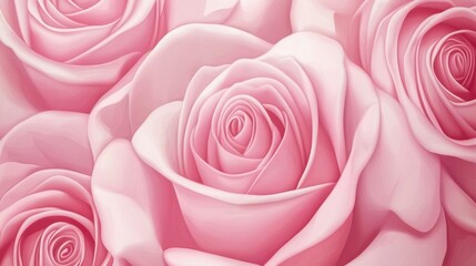 Detailed close-up of pink roses in bloom, creating a soft, luxurious floral background with realistic shading.