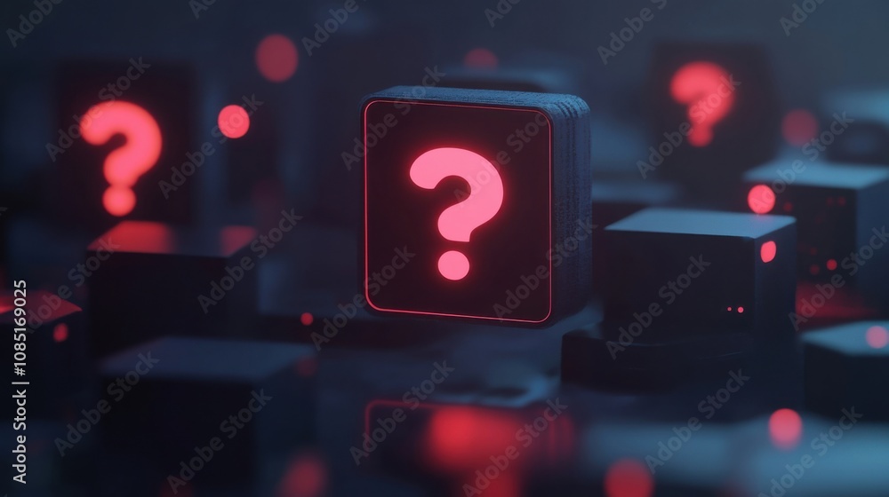 Poster speech bubble with a question mark highlighting faq or support interaction concept