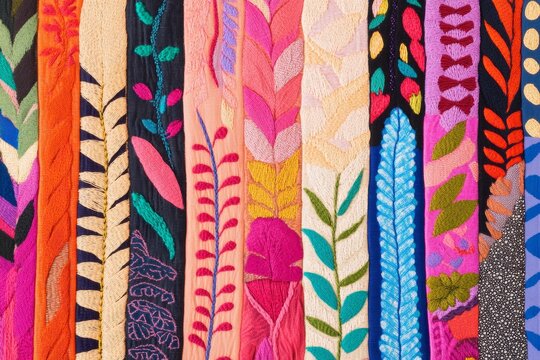 Celebrating global textile artistry through vibrant abstract patterns and intricate craftsmanship