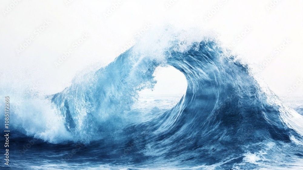 Poster a large wave is crashing into the shore
