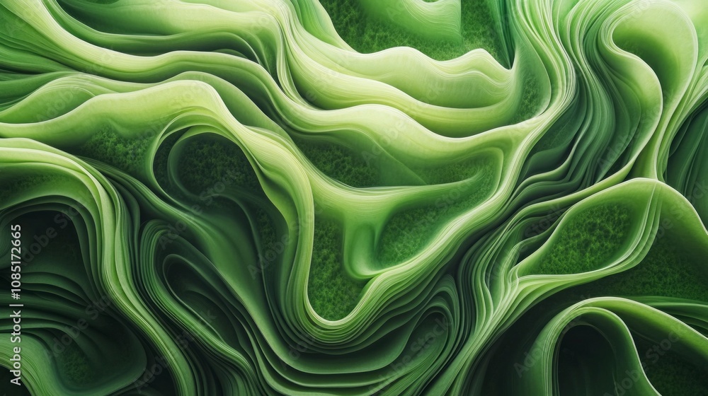 Poster the image is a green, wavy line that appears to be made of paper