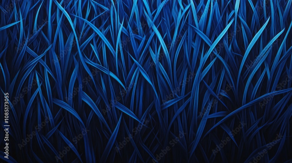 Poster a close up of a field of grass with a blue tint