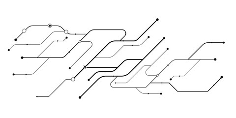 High-tech circuit board connection system. Vector abstract technology on a white background. Abstract technology communication concept vector background. 
