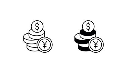 Yen Sign icon design with white background stock illustration