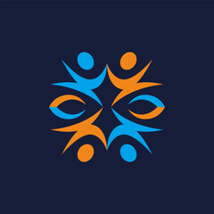 Abstract people symbol, togetherness and community concept design, creative hub, social connection icon, template and logo set.eps