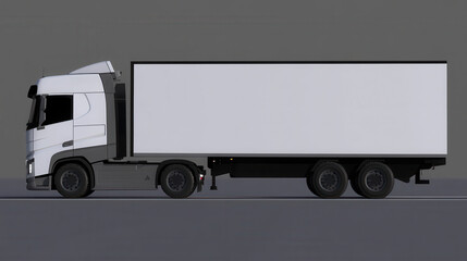 Modern European White Heavy Truck on Road