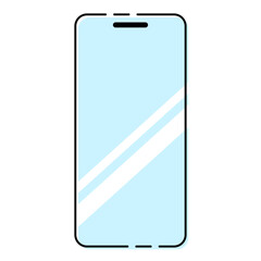 シンプルなスマホのイラスト ベクター 枠 水色 ガラス 破線 おしゃれ